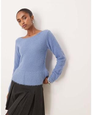 Motel Mizuki Ruffle Hem Sweater - Blue