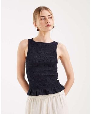 ONLY Sleeveless Shirred Smock Top - Blue