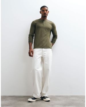 Only & Sons Long Sleeve Henley T-shirt - Green