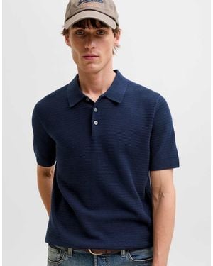 Jack & Jones Polo Azul Cielo De Punto De -Gris