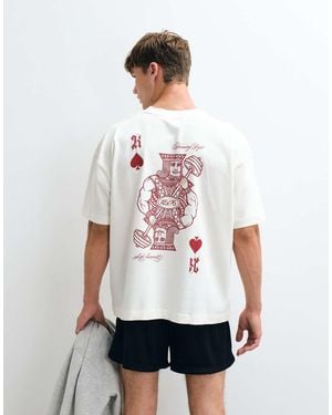 4505 Heavyweight Cotton Oversized T-Shirt With Back Print - White
