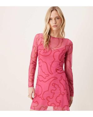 Never Fully Dressed Petite Mesh Mini Dress - Pink