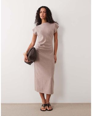 Nobody's Child Vestido Maxi Drapeado De Manga Corta En - Neutro