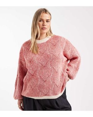 Pieces Plus Pieces Curve Textured Detail Knit Jumper - Pink