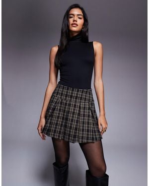ASOS Pleated Brushed V-seam Mini Skirt - Blue