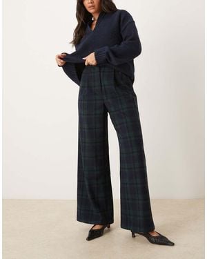 Never Fully Dressed Relaxed Tartan Plaid Trousers - Blue