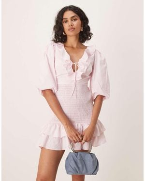 Collective The Label Shirred Frilly Mini Dress - Pink