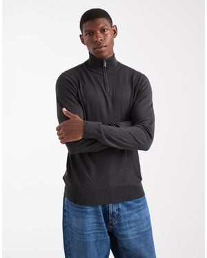 Threadbare 1/4 Zip Sweater - Blue