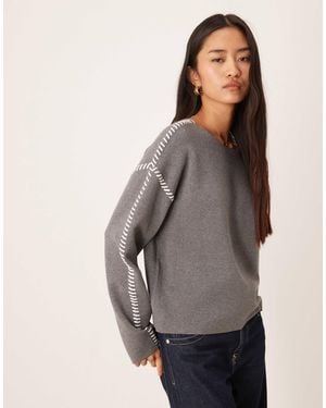 Y.A.S Pull en maille à coutures contrastantes - Gris