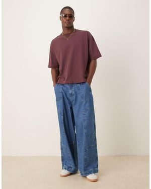 ASOS Oversized Parachute Jeans With - Blue