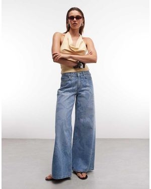 ASOS Vaqueros De Corte Boyfriend Holgado Con Estampado Floral-Azul