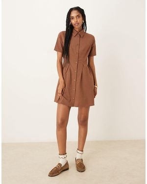 Glamorous Collared Button Down Shirt Mini Dress - Natural