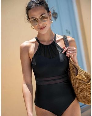 Pour Moi Nowirswi Beach Bound High-Neck Swimsuit - Blue