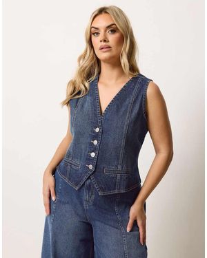 Yours Clothing Denim Waistcoat - Blue