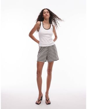 TOPSHOP Textured Stripe Shorts - White