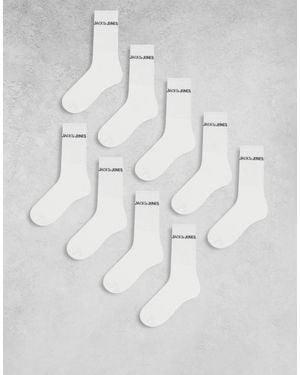 Jack & Jones 9 Pack Ribbed Logo Socks - Grey