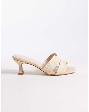 Raid Sandalias Estilo Mules De Tacón Bajo De Rafia Clydie De -Neutro
