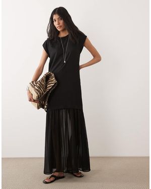 ASOS Hybrid Midi Dress With Sheer Hem - Black