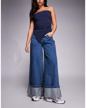 Courtside Oversized Denim Jeans - Blue