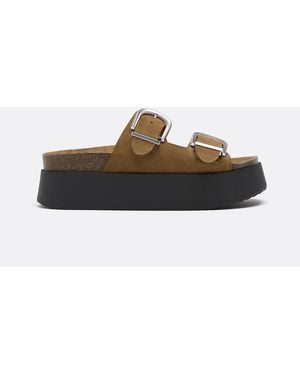 Stradivarius Leather Faltform Sandal - White