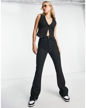 Daisy Street High Waisted Fitted Flare Trousers - Blue