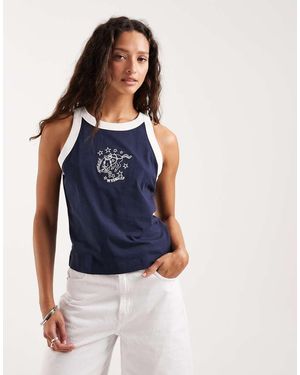 Wrangler Tanktop Met Gekleurd Randje - Blauw