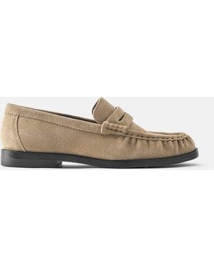 Pull&Bear Geraffte leder-loafer - Weiß