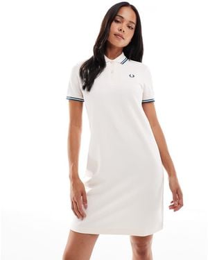 Fred Perry Vestido Claro Con Ribetes De -Naranja - Blanco
