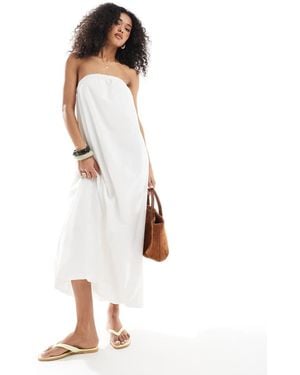 Native Youth Bandeau Linen Look Maxi Dress - White