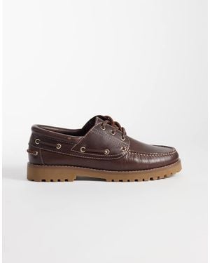 Jack & Jones Leather Boat Shoes - Brown