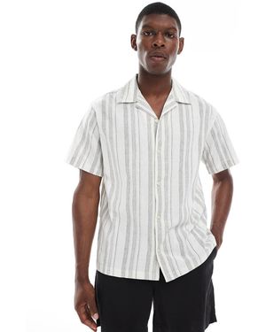 Jack & Jones Camisa Blanca A Rayas De Mezcla De Lino De Premium - Blanco