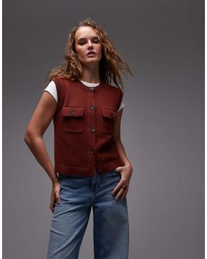 ARKET Pure Cotton Knitted Tank Vest With Button Front - Red