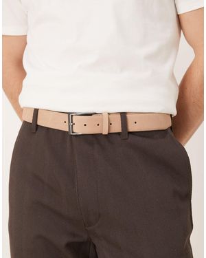 ASOS Smart Suede Belt With Silver Buckle - Brown