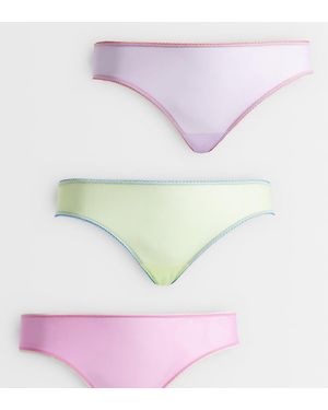 ASOS Asos Design Curve 3 Pack Sheer Mesh High Leg Brazilian With Contrast Trim - Purple