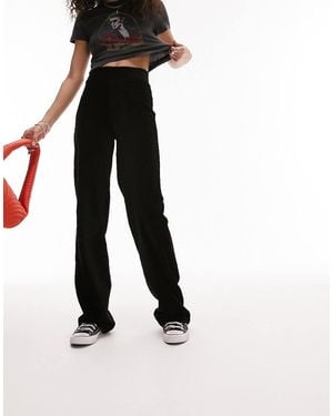TOPSHOP Brushed Rib Straight Leg Trouser - Black