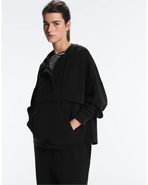 Oysho Soft Touchsweatshirt With Modal And Zip - Black