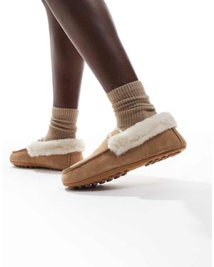 HUNTER Pantuflas De Estilo Mocasín De Sherpa De -Neutro - Blanco