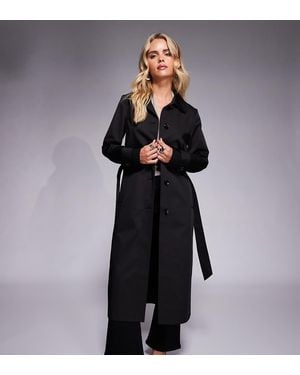 Forever New Belted Midi Trench Coat With Pockets - Black