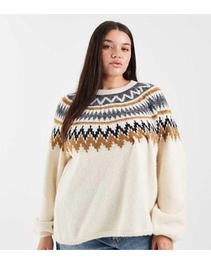 ONLY Balloon Sleeve Fair Isle Jumper - White