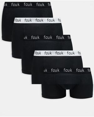 French Connection 5 Pack Fcuk Cotton Stretch Boxers - Black