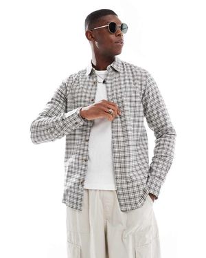 Only & Sons Camisa Color Crema A Cuadros Pequeños De -Blanco