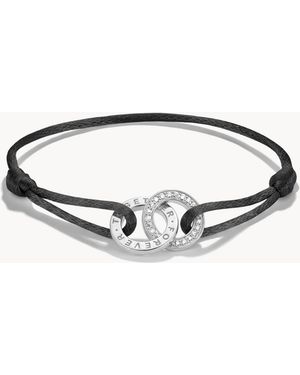 Thomas Sabo Bracelet textile noir avec zirconias blancs en argent, blanc, noir - Métallisé