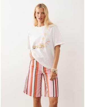 ASOS Oversized T-shirt With Pastel Vintage Car Graphic - White