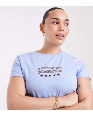Noisy May Baby Tee Met Opvallende Print - Blauw