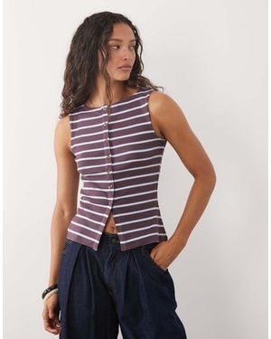 Brave Soul Button Down Vest - Blue
