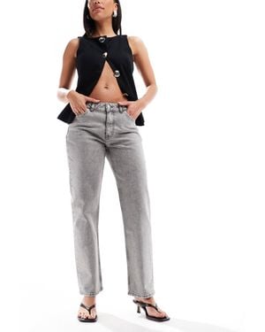 Dr. Denim Arch Mid Waist Straight Leg Jeans - Gray
