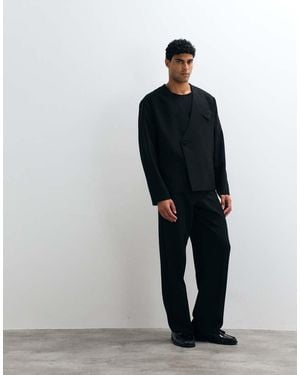 ASOS Wijde Smokingpantalon Met Bies Aan De Zijkant - Blauw