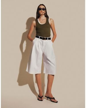 ASOS Denim Pleated Longline Bermuda Short - White