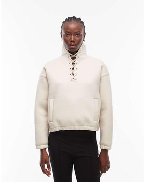 ASOS Funnel Neck Sweat With Lace Detail - White