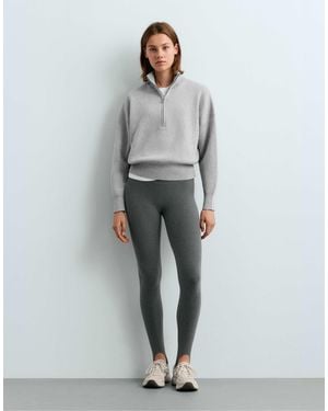 Oysho Pull en maille demi-zip en coton mélangé clair - Gris